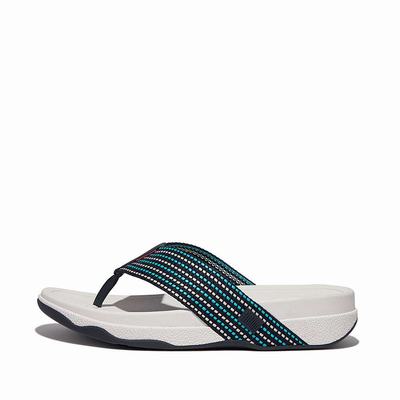 Sandales Fitflop SURFER Stripe Toe-Post Homme Bleu Marine Blanche | AOI-607453