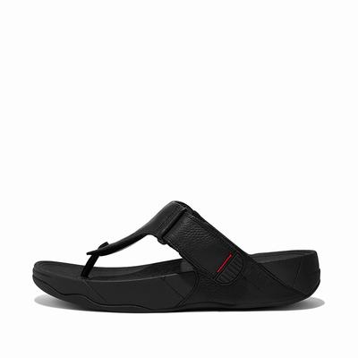 Sandales Fitflop TRAKK II Leather Toe-Post Homme Noir | JKD-431572