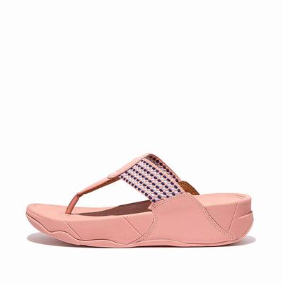 Sandales Fitflop WALKSTAR Finestripe Toe-Post Femme Rose | ULM-729840