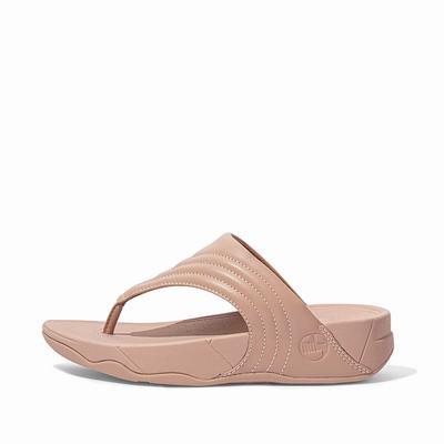 Sandales Fitflop WALKSTAR Leather Toe-Post Femme Beige | PVX-714235