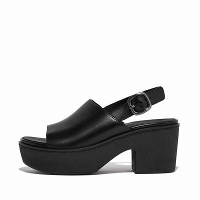 Sandales à Plateforme Fitflop PILAR Leather Femme Noir | DKI-809625