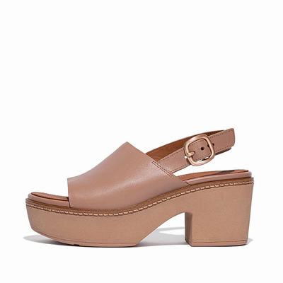 Sandales à Plateforme Fitflop PILAR Leather Femme Beige | QSF-708316