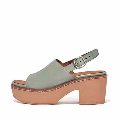 Sandales à Plateforme Fitflop PILAR Suede-Back-Strap Femme Bleu | ZWL-925103