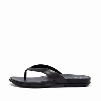 Tong Fitflop GRACIE Leather Femme Noir | NSQ-649083