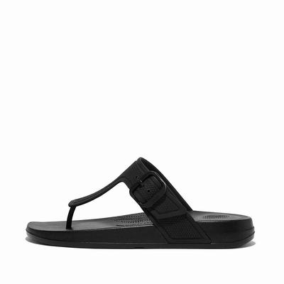 Tong Fitflop IQUSHION Adjustable Buckle Femme Noir | ZKQ-584371