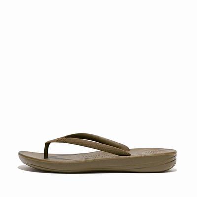 Tong Fitflop IQUSHION Ergonomic Femme Vert Olive | FWN-512947