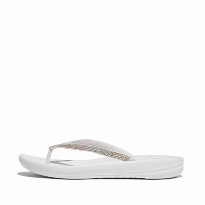 Tong Fitflop IQUSHION Sparkle Ergonomic Femme Blanche | IWV-597834