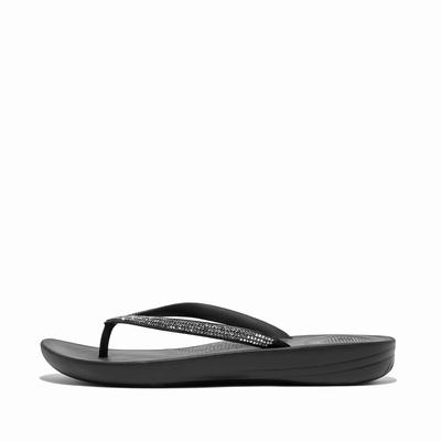 Tong Fitflop IQUSHION Sparkle Ergonomic Femme Noir | LCW-159067