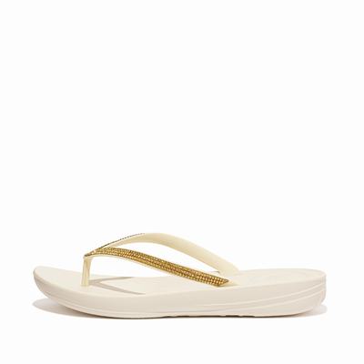 Tong Fitflop IQUSHION Sparkle Ergonomic Femme Blanche | UOH-205391