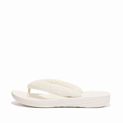 Tong Fitflop IQUSHION Towelling Femme Blanche | HIT-628503