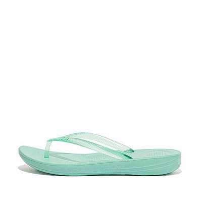 Tong Fitflop IQUSHION Transparent Femme Vert | LMW-402196