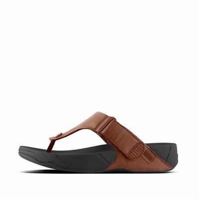 Tong Fitflop TRAKK II Leather Homme Marron Foncé | PVT-416083