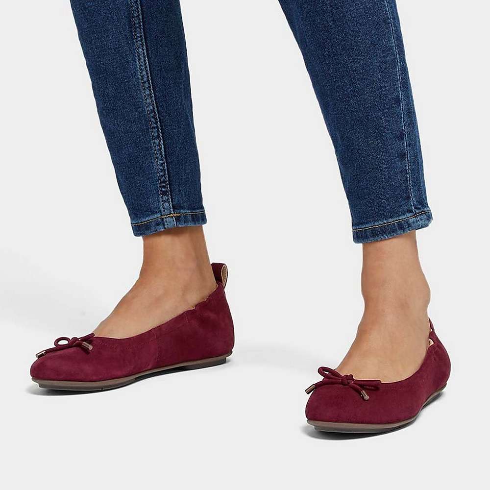 Ballerine Fitflop ALLEGRO Bow Suede Femme Bordeaux | IBG-083415