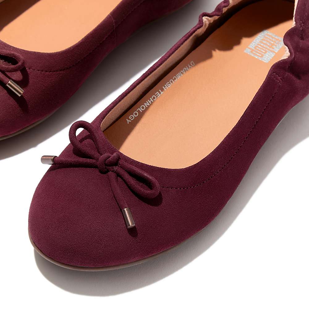 Ballerine Fitflop ALLEGRO Bow Suede Femme Bordeaux | IBG-083415