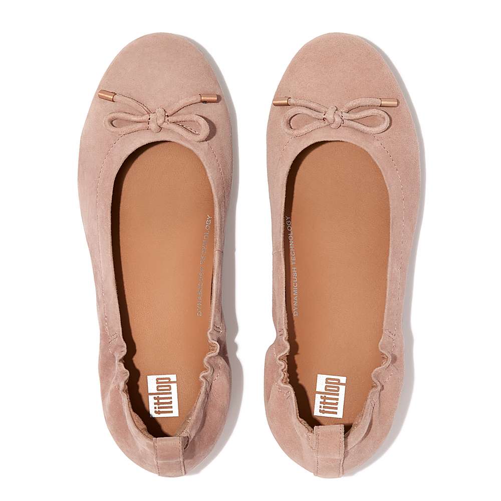 Ballerine Fitflop ALLEGRO Bow Suede Femme Beige | PCD-182093