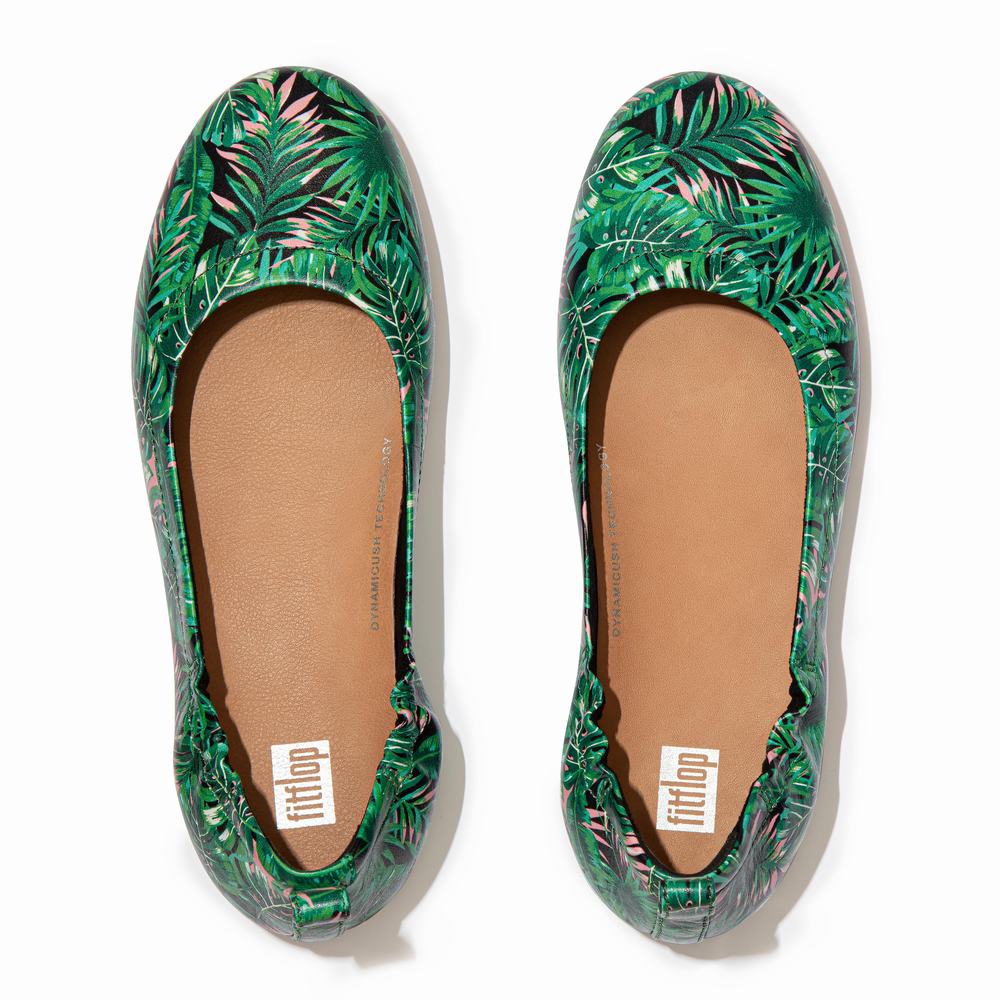 Ballerine Fitflop ALLEGRO Jungle-Print Soft Leather Femme Noir | SVR-368057