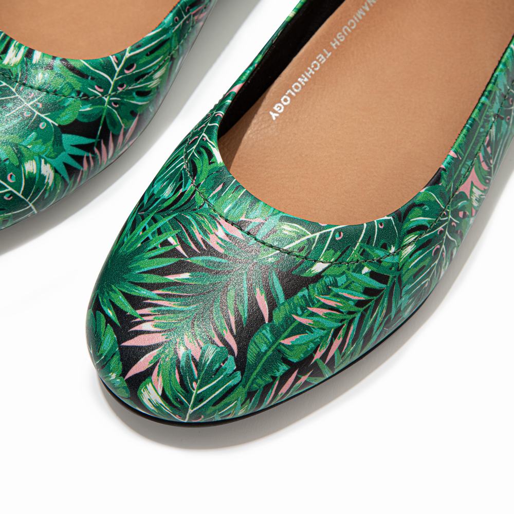 Ballerine Fitflop ALLEGRO Jungle-Print Soft Leather Femme Noir | SVR-368057