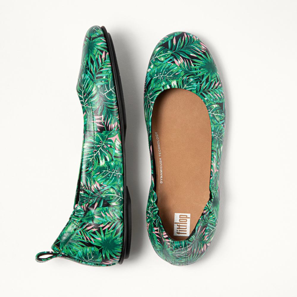 Ballerine Fitflop ALLEGRO Jungle-Print Soft Leather Femme Noir | SVR-368057