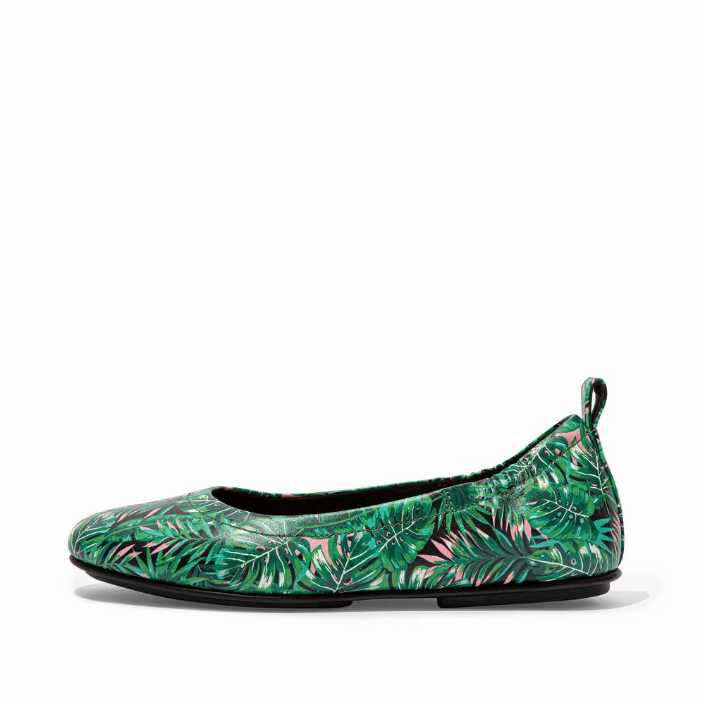 Ballerine Fitflop ALLEGRO Jungle-Print Soft Leather Femme Noir | SVR-368057