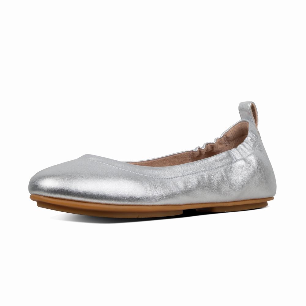 Ballerine Fitflop ALLEGRO Soft Leather Femme Argent | ENL-163275