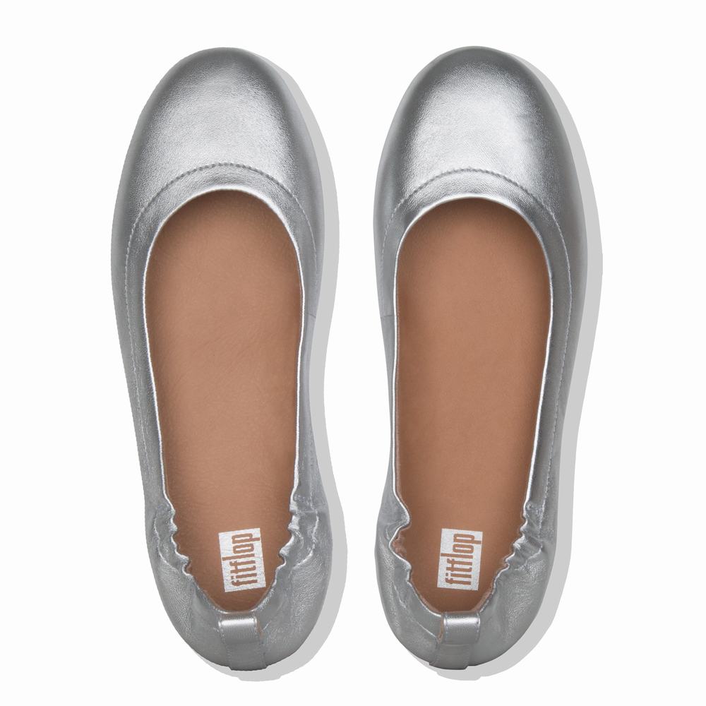 Ballerine Fitflop ALLEGRO Soft Leather Femme Argent | ENL-163275