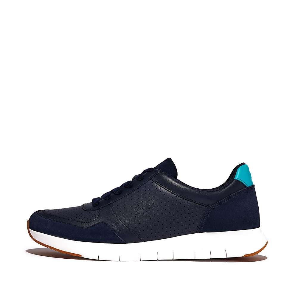 Baskets Fitflop ANATOMIFLEX Leather-Mix Homme Bleu Marine | FWX-461375