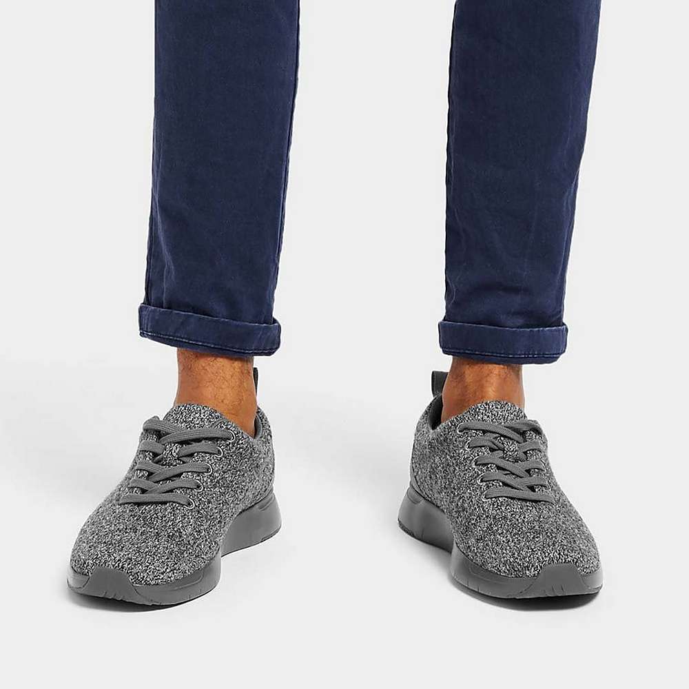 Baskets Fitflop FLEXKNIT E01 Merino Laine-Mix Homme Grise | BAK-875492