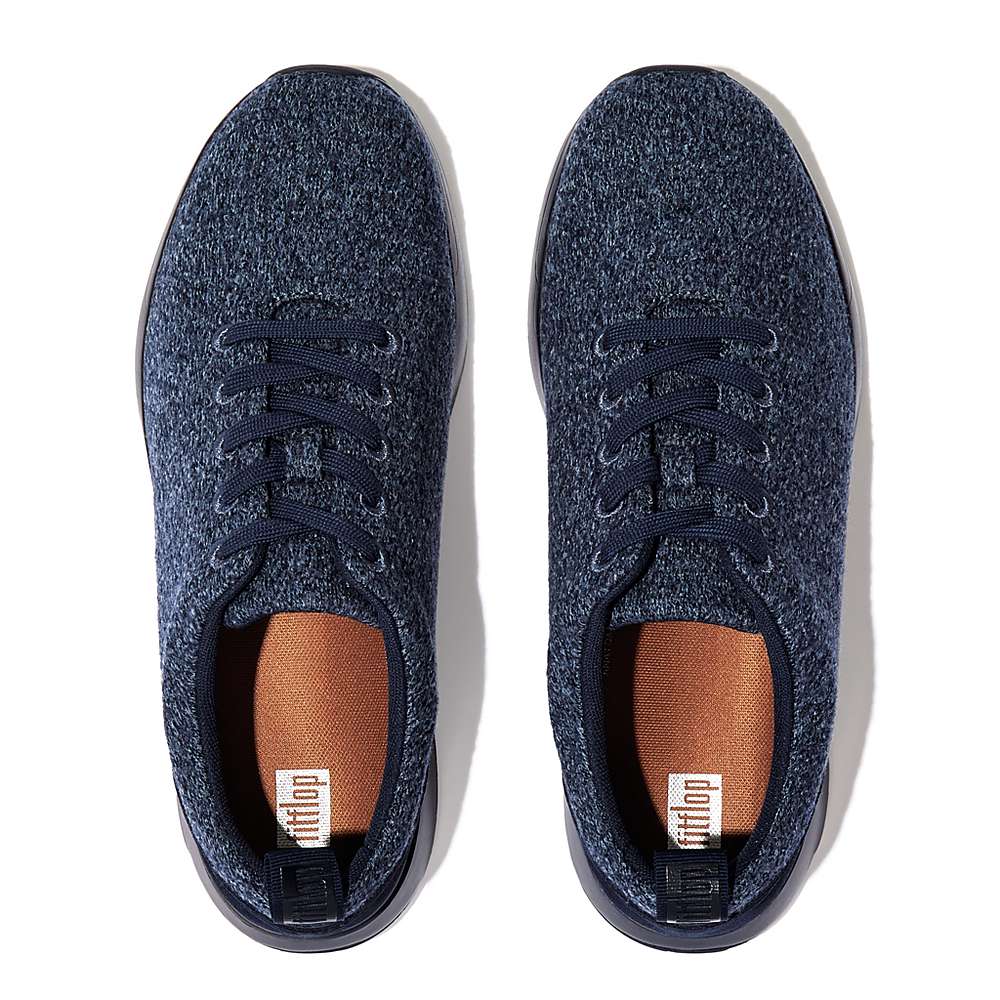 Baskets Fitflop FLEXKNIT E01 Merino Laine-Mix Homme Bleu Marine | HNY-269485