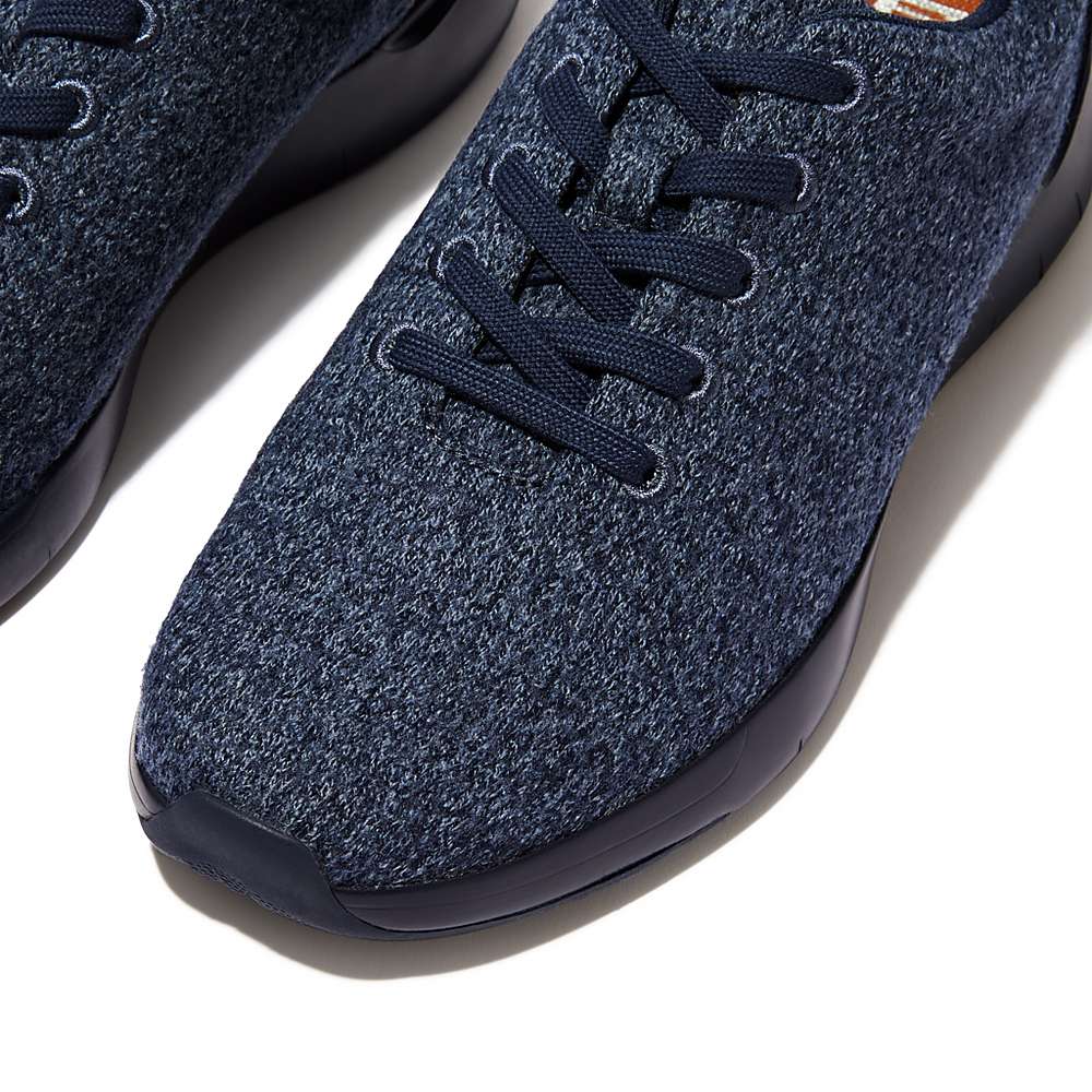 Baskets Fitflop FLEXKNIT E01 Merino Laine-Mix Homme Bleu Marine | HNY-269485