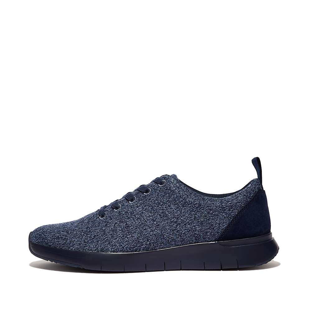 Baskets Fitflop FLEXKNIT E01 Merino Laine-Mix Homme Bleu Marine | HNY-269485