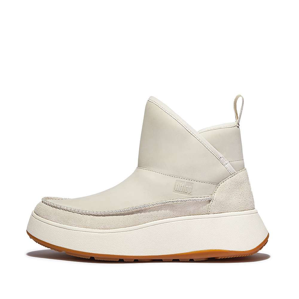 Baskets Fitflop F-MODE Nubuck-Mix Flatform Bootie Femme Blanche | GNR-930617