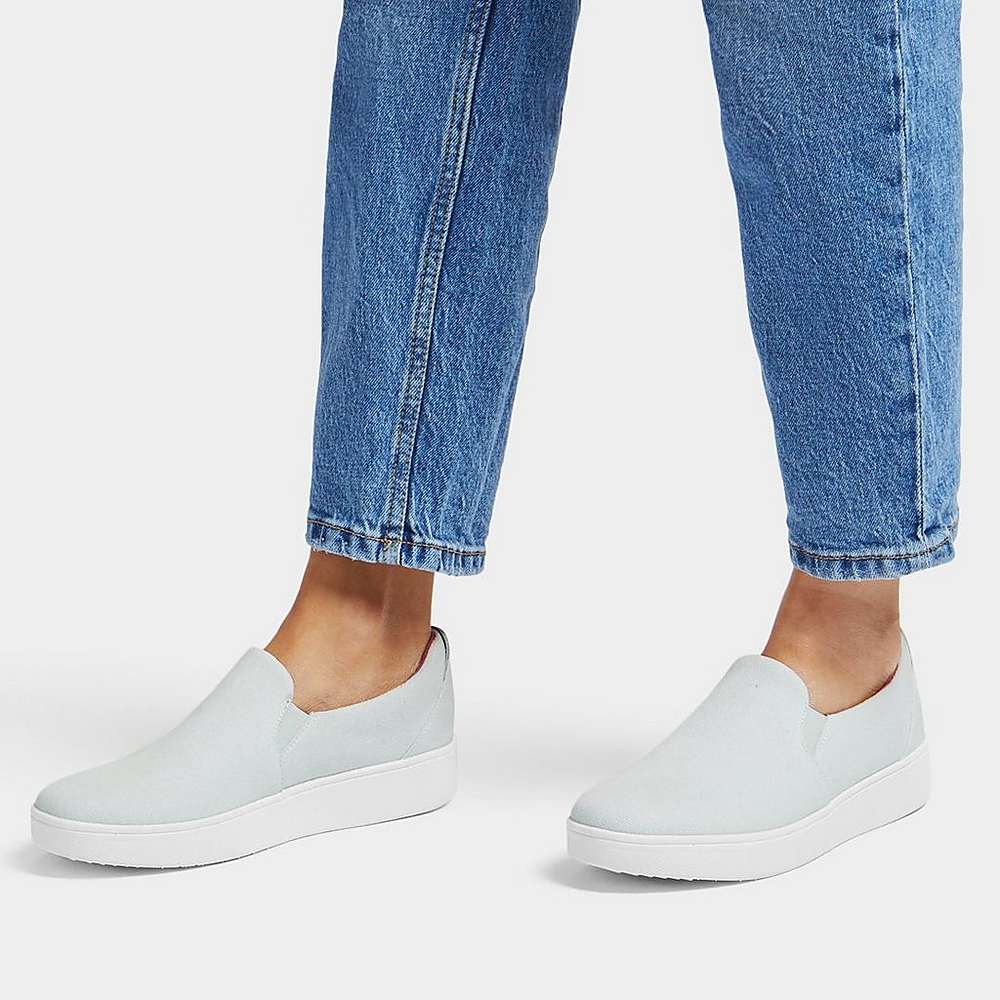 Baskets Fitflop RALLY Canvas Slip-On Skate Femme Bleu | ZEY-289053