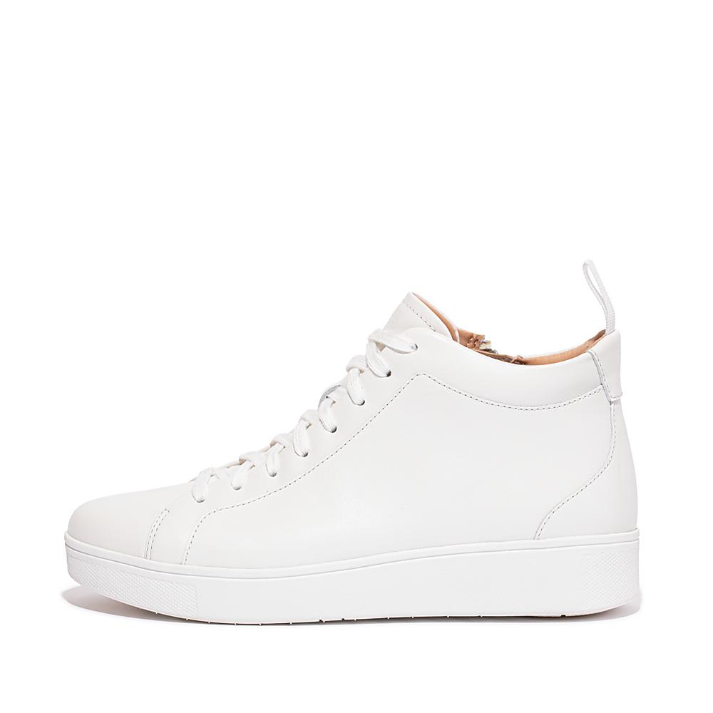 Baskets Fitflop RALLY Leather High-Top Femme Blanche | ZWG-493172