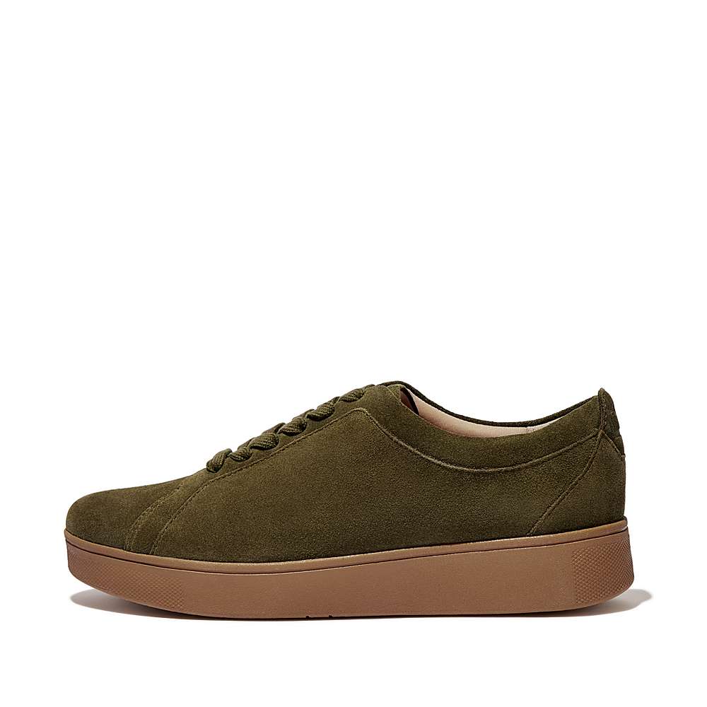 Baskets Fitflop RALLY Suede Femme Vert Olive | OBD-548607