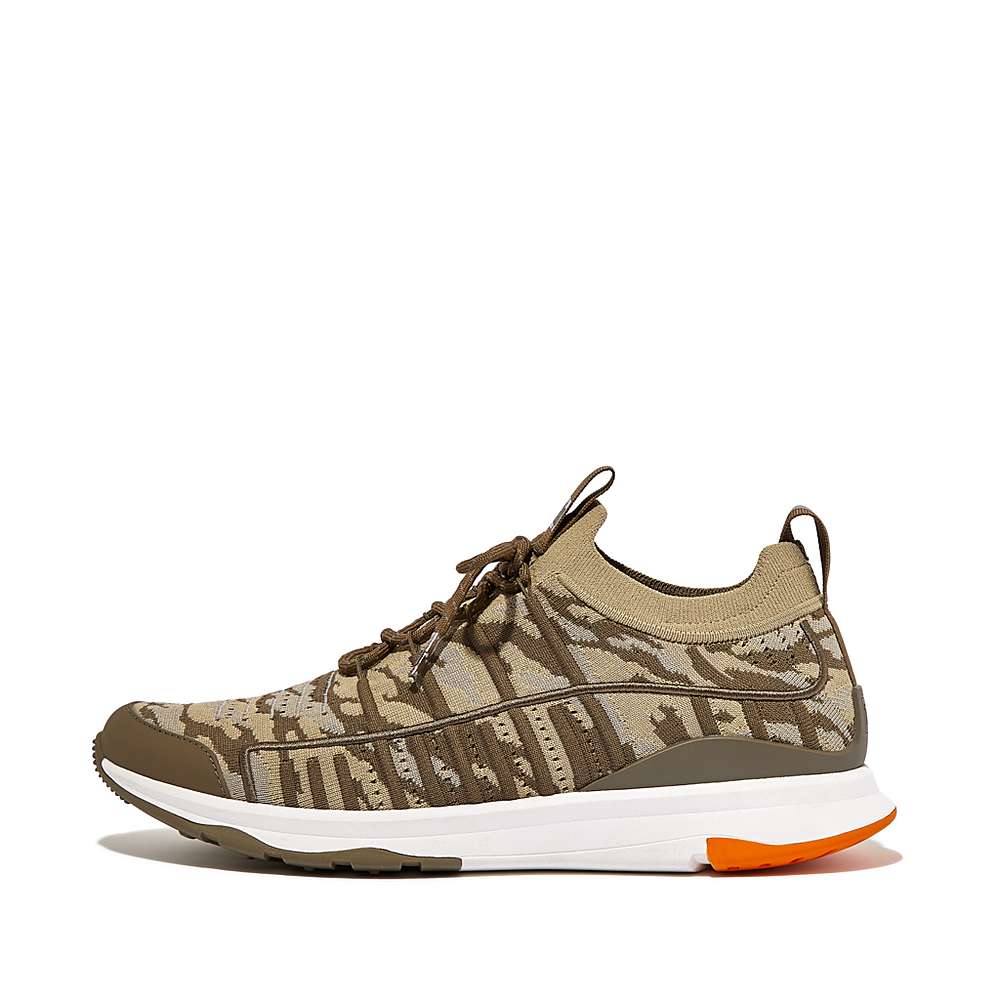 Baskets Fitflop VITAMIN FF E01 Camo Knit Sports Homme Vert Olive | ZMK-609438