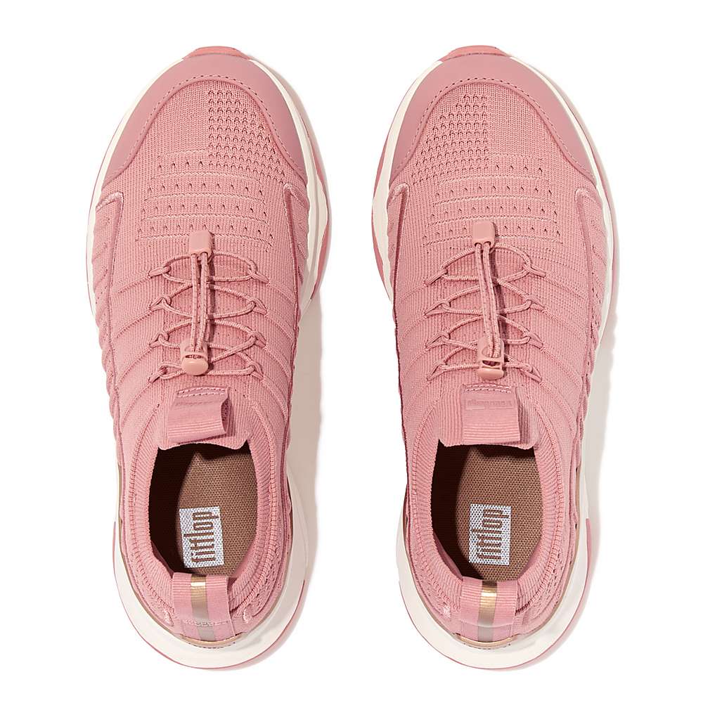 Baskets Fitflop VITAMIN FF Metal-Pop Knit Sports Femme Rose | FBM-705293