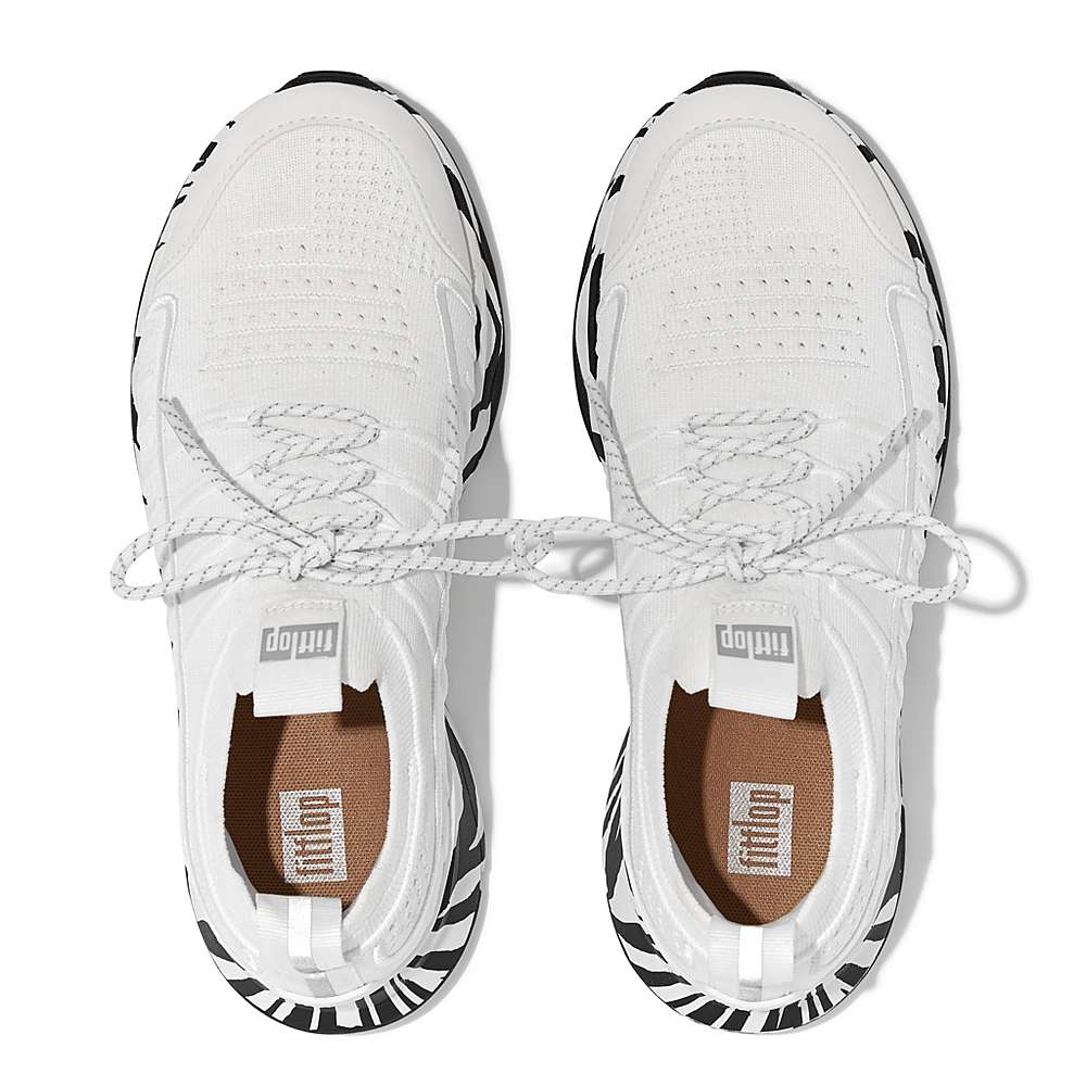 Baskets Fitflop VITAMIN FF Zebra Sole Knit Sports Femme Blanche | MJV-579021