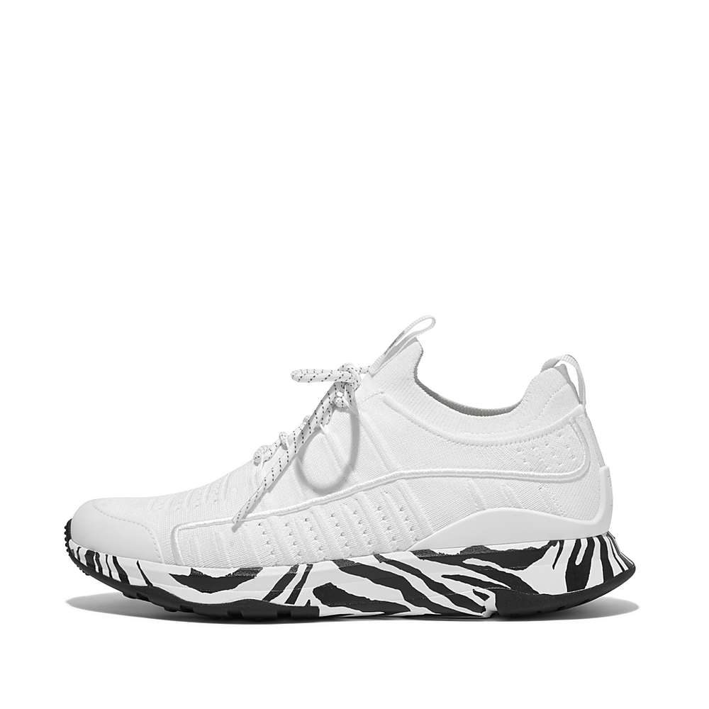 Baskets Fitflop VITAMIN FF Zebra Sole Knit Sports Femme Blanche | MJV-579021