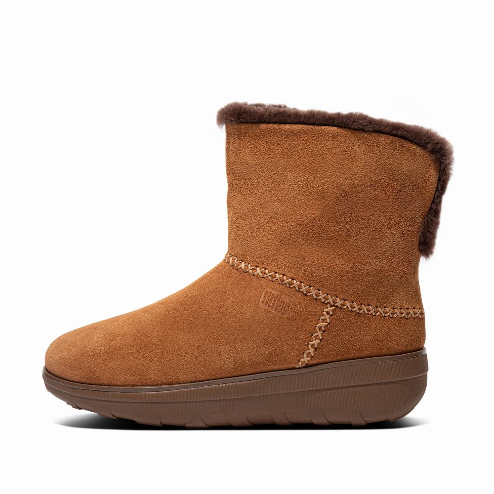 Bottes D'hiver Fitflop MUKLUK SHORTY Shearling-Lined Suede Femme Marron | JKC-648925