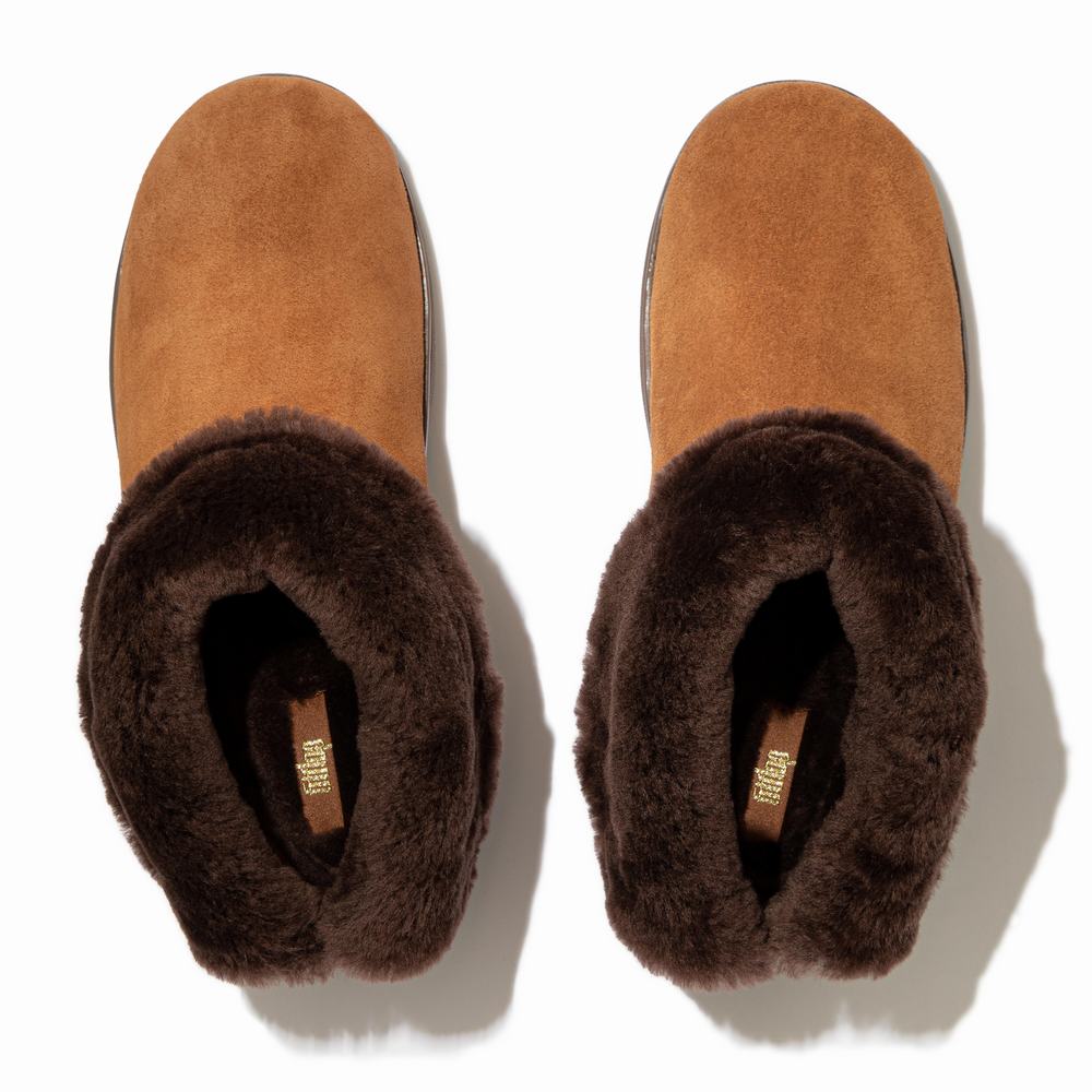 Bottes D'hiver Fitflop MUKLUK SHORTY Shearling-Lined Suede Femme Marron | JKC-648925