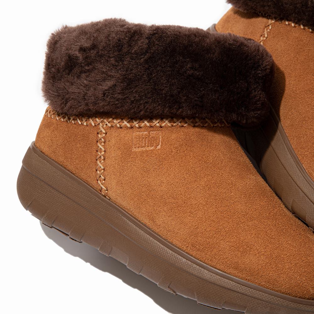 Bottes D'hiver Fitflop MUKLUK SHORTY Shearling-Lined Suede Femme Marron | JKC-648925