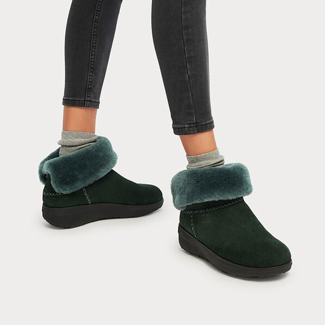 Bottes D'hiver Fitflop MUKLUK SHORTY Shearling-Lined Suede Femme Vert | XZC-042571