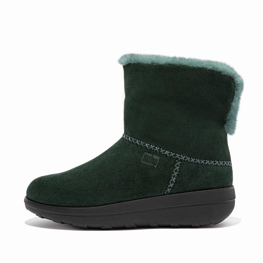 Bottes D'hiver Fitflop MUKLUK SHORTY Shearling-Lined Suede Femme Vert | XZC-042571