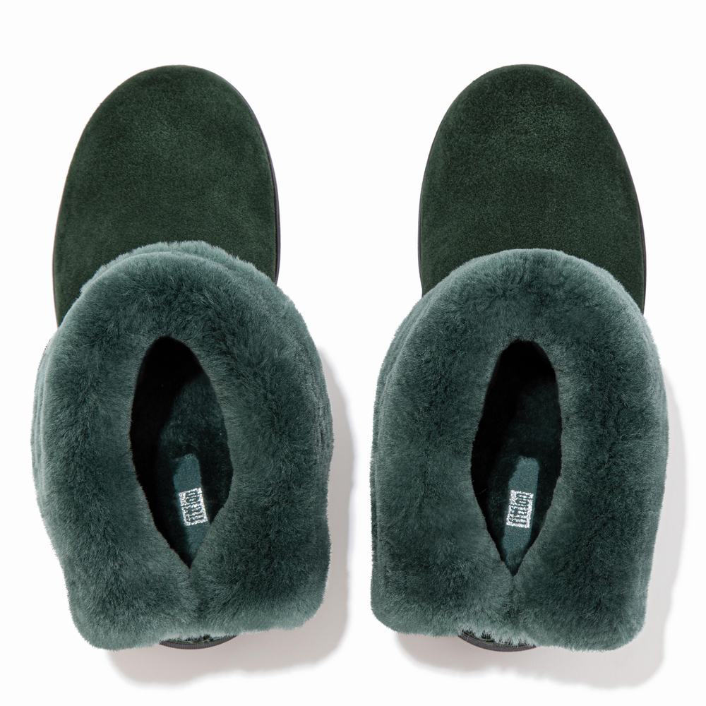 Bottes D'hiver Fitflop MUKLUK SHORTY Shearling-Lined Suede Femme Vert | XZC-042571