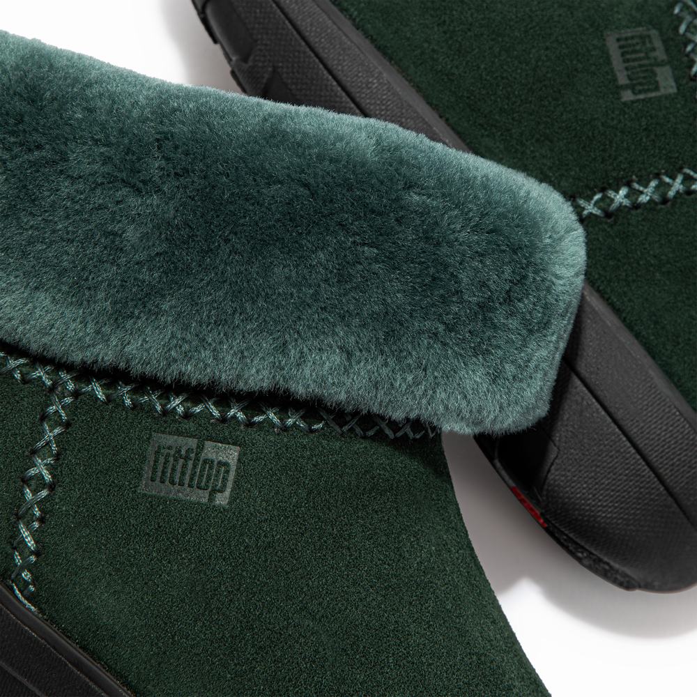 Bottes D'hiver Fitflop MUKLUK SHORTY Shearling-Lined Suede Femme Vert | XZC-042571