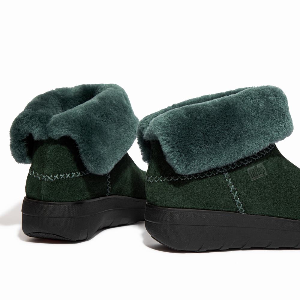 Bottes D'hiver Fitflop MUKLUK SHORTY Shearling-Lined Suede Femme Vert | XZC-042571