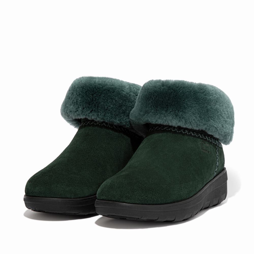 Bottes D'hiver Fitflop MUKLUK SHORTY Shearling-Lined Suede Femme Vert | XZC-042571