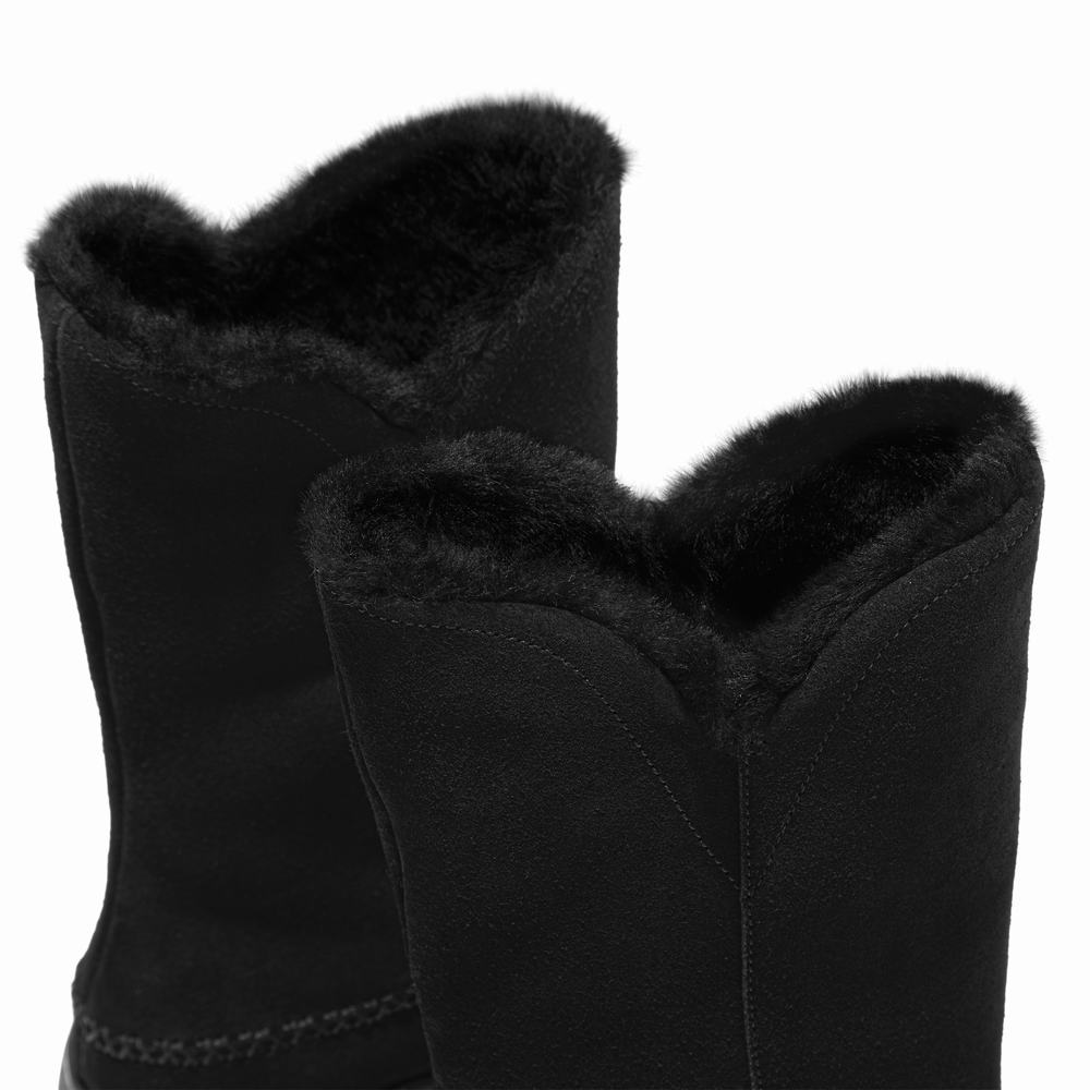 Bottes D'hiver Fitflop MUKLUK Shearling-Lined Suede Calf Femme Noir | LYF-362571