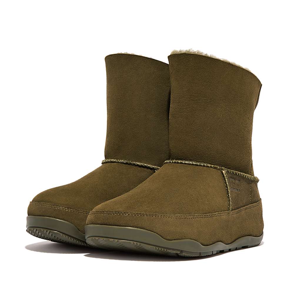 Bottes D'hiver Fitflop Original MUKLUK SHORTY Double-Faced Shearling Femme Vert Olive | GMC-745186