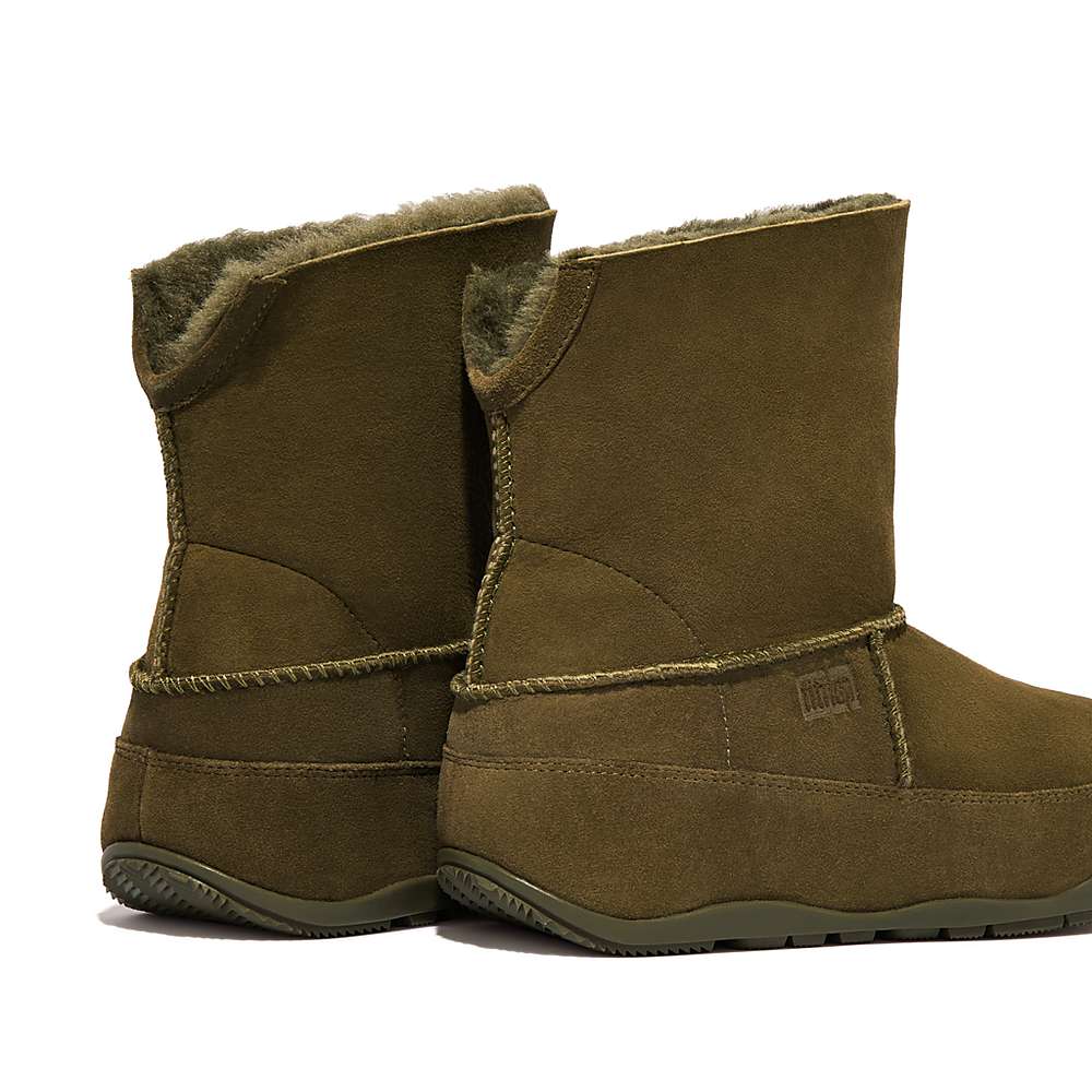 Bottes D'hiver Fitflop Original MUKLUK SHORTY Double-Faced Shearling Femme Vert Olive | GMC-745186